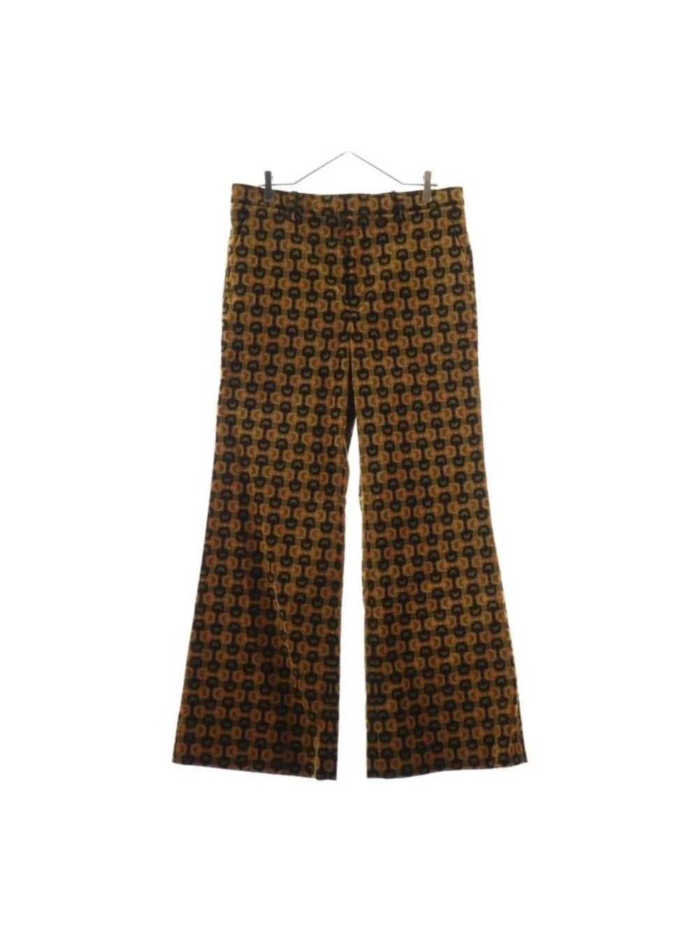 Gucci Anniversary All Over Pattern Velour Flare Pants Brown